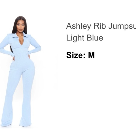 Ashley Rib Jumpsuit Blue - Picture 1 of 2